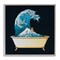 Stupell Industries Bathtub with Kanagawa Wave Framed Giclee, design by Tobe Fonseca
